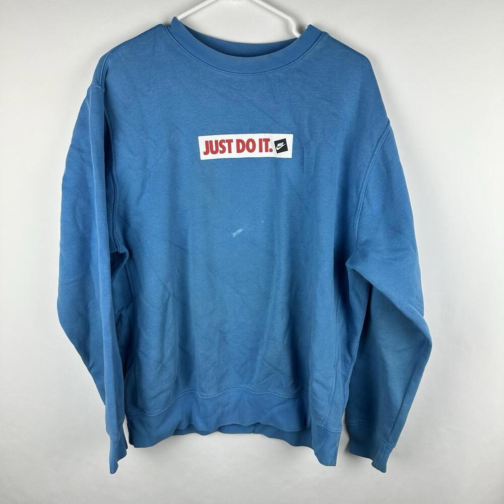 Nike Just Do‎ It Adult Blue Sweatshirt Large Sportswear Logo Active Wear